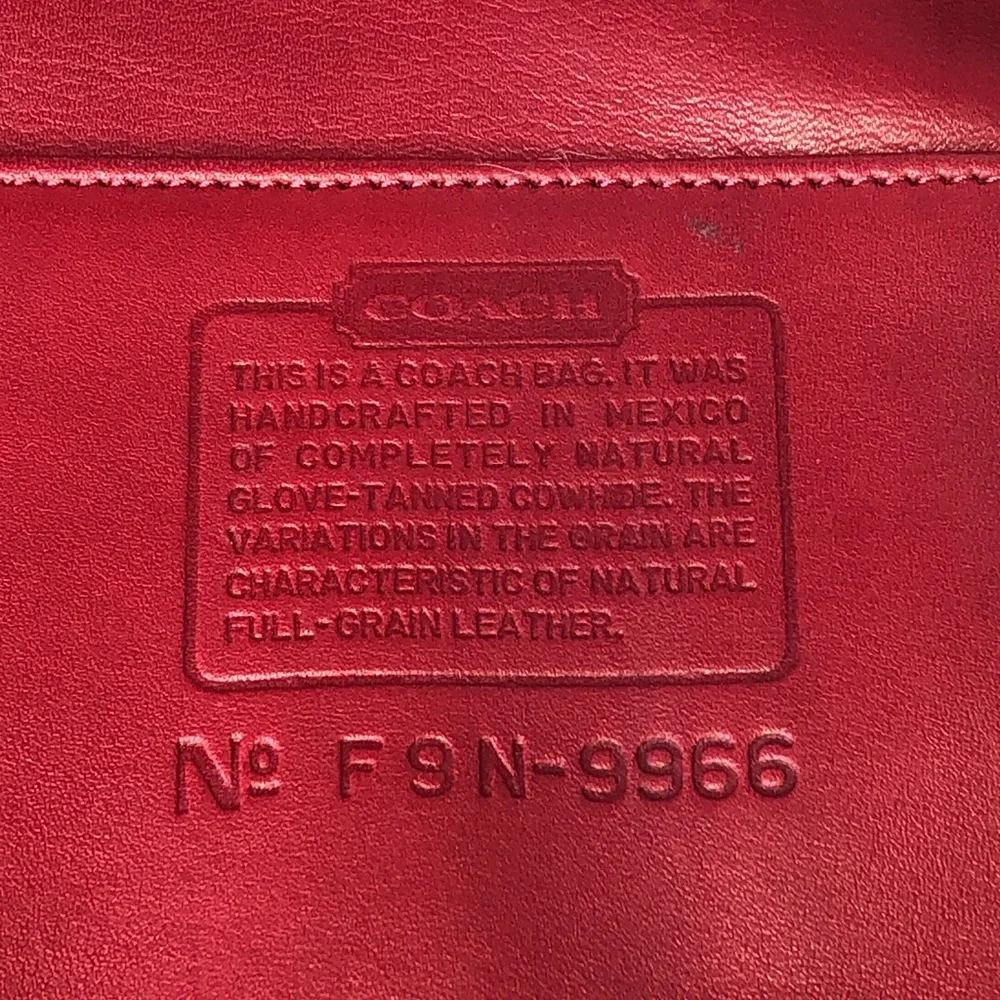 COACH Legacy Zip Red Glove-Tanned Leather Shoulder Bag Vintage 9966 COA